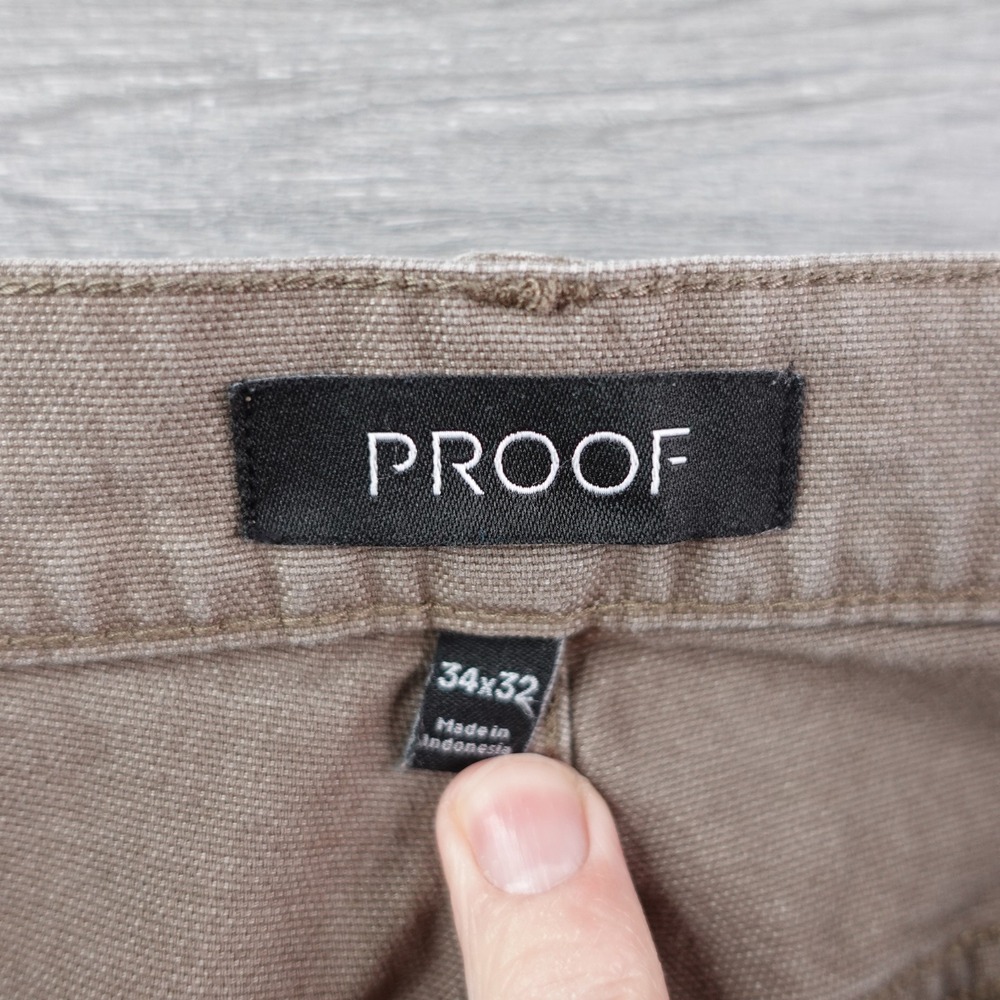 Proof Huckberry Rover Pants Mens 34x32 Slim Fit Brown Stretch Canvas Chino Work - Picture 4 of 8